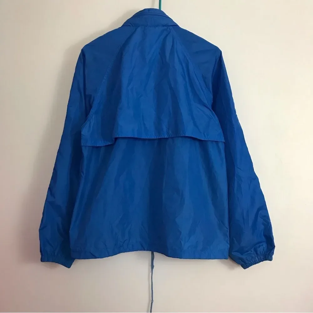 Vintage Eddie Bauer 80s Bright Blue Zip Up Nylon Windbreaker Mens Sz Small